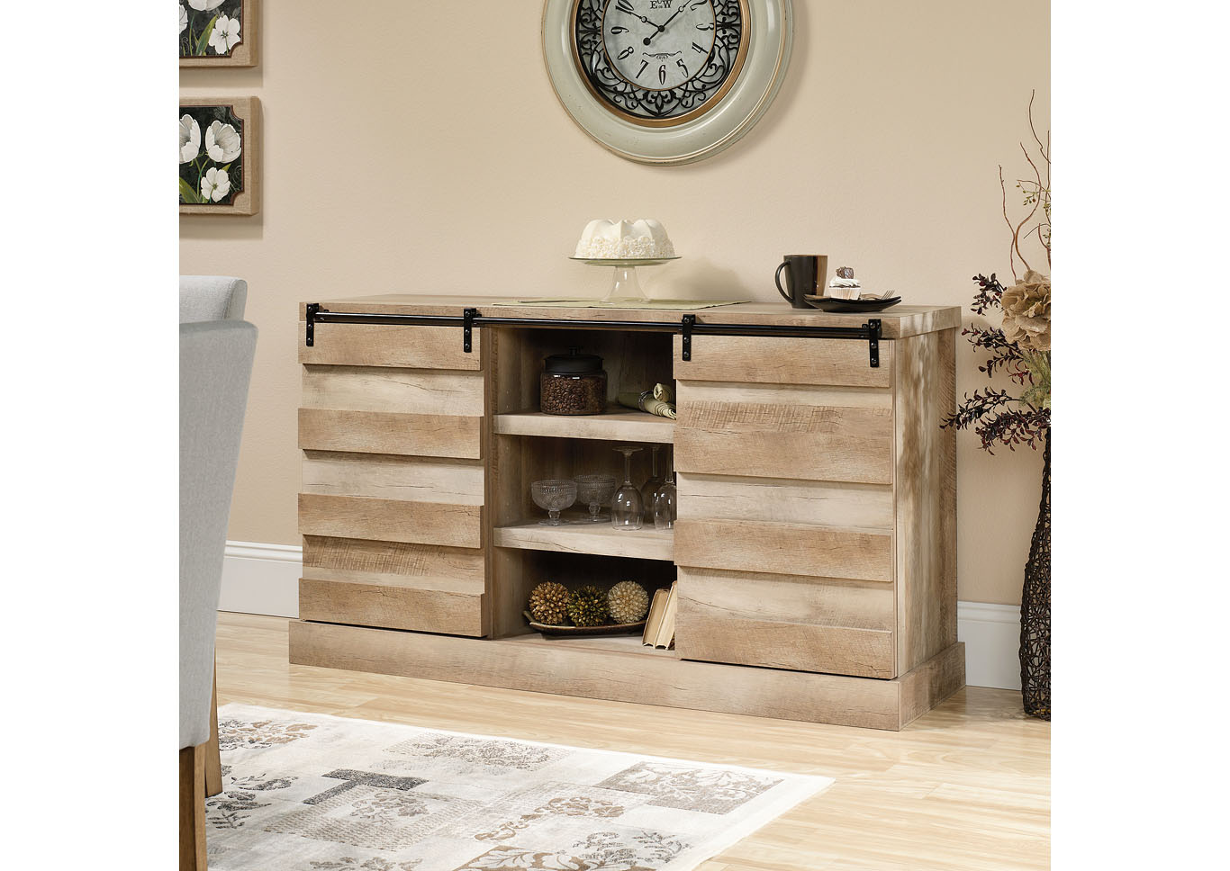 Cannery Bridge Lintel Oak Credenza,Sauder